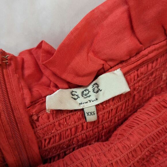SEA New York Frida Off The Shoulder Smocked Midi Dress Coral Poppy XXS - Picture 6 of 14